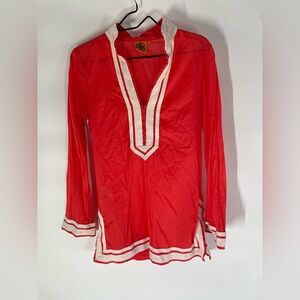 Tory Burch Reddish/Orange and White Tunic Top